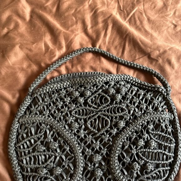 Made On Earth For David & Scotti Black Macramé Bag Purse - Picture 4 of 8